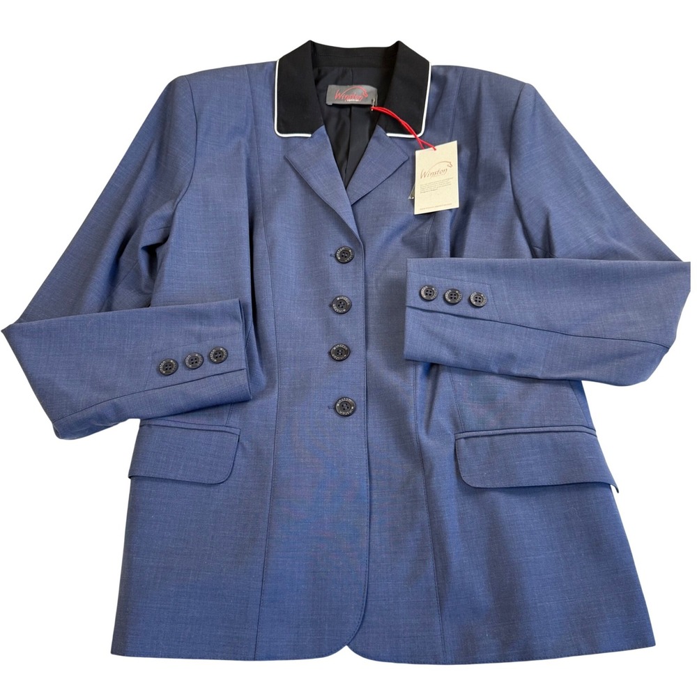 Winston Equestrian Exclusive Show Jacket Blue 48R Wool Blend Riding Coat Hunter